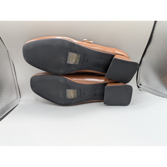 C. Paravano Mary Jane Flat EU 39.5  / 9.5 brown square Toe Shoe Ballet Leather - Picture 8 of 8
